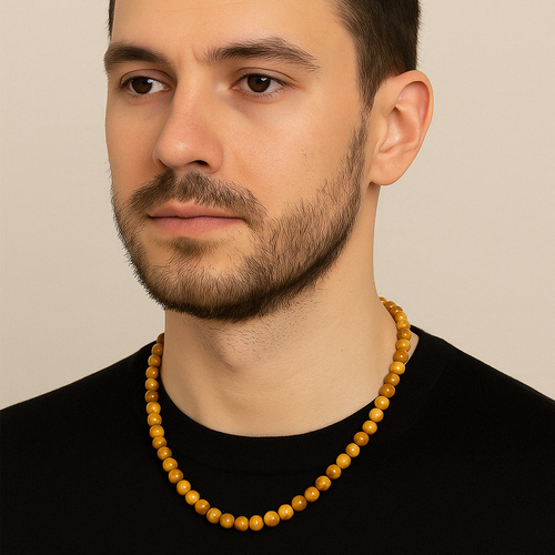 Sarı Kaplan Gözü Doğal Taş 8 mm Dizi Kolye