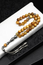 Yellow Tiger Eye Natural Stone Prayer Beads 8 mm Sphere Cut