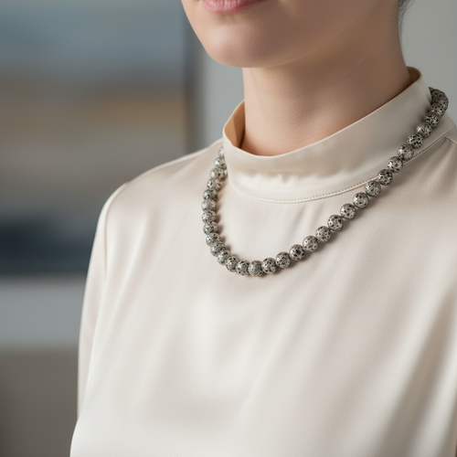 Sarı Lav Taşı 8 mm Düğümlü Doğal Taş Kolye