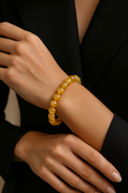 Sarı Lepidolit Doğal Taş Bileklik 9 mm