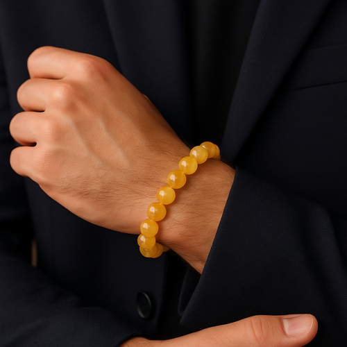 Sarı Lepidolit Doğal Taş Bileklik 9 mm