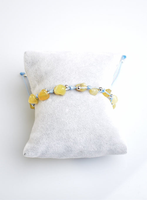 Sarı Opal Tek Sıra Makrome Tasarım Bileklik