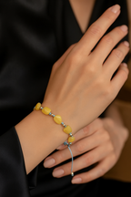 Sarı Opal Tek Sıra Makrome Tasarım Bileklik