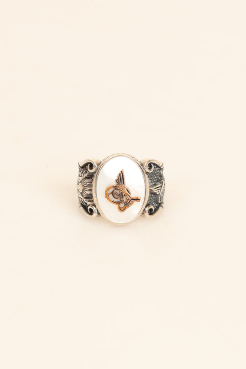 Sedef Doğal Taş 925 Ayar Gümüş Yüzük