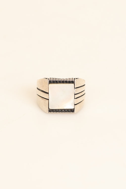 Sedef Doğal Taş 925 Ayar Gümüş Yüzük