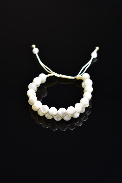 Selenit Doğal Taş Çift Sıra Makrome Bileklik 8 mm