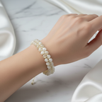 Selenit Doğal Taş Çift Sıra Makrome Bileklik 8 mm