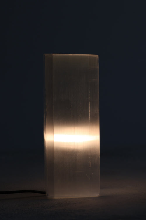 Selenit Doğal Taş Diktörtgen Lamba