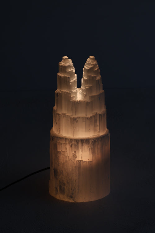 Selenit Doğal Taş İkili Lamba