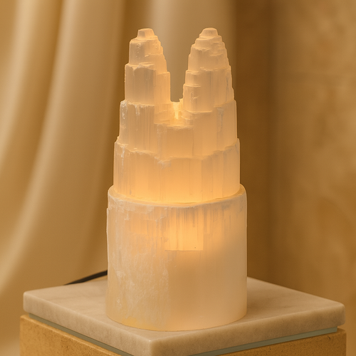 Selenit Doğal Taş İkili Lamba