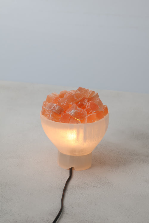 Selenit Doğal Taş Kase Lamba