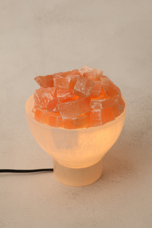 Selenit Doğal Taş Kase Lamba