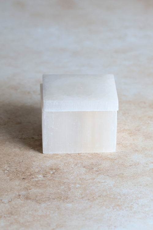 Selenite Natural Stone Cube Box