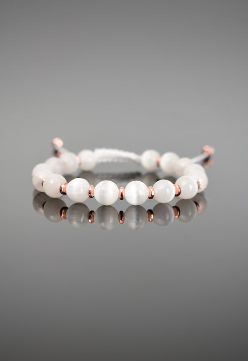 Selenit Doğal Taş Makrome Örme Bileklik