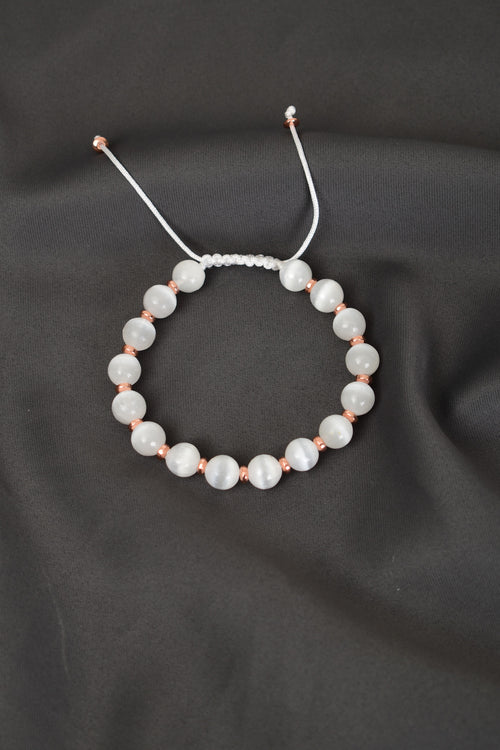 Selenit Doğal Taş Makrome Örme Bileklik