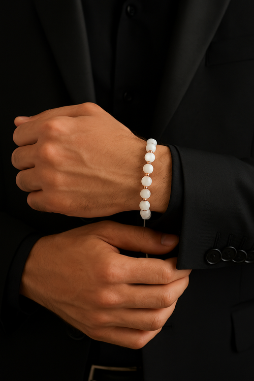 Selenit Doğal Taş Makrome Örme Bileklik