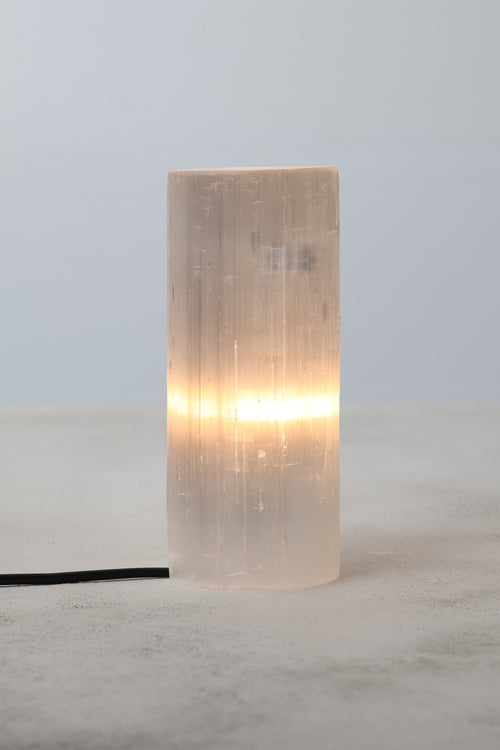 Selenit Doğal Taş Silindir Lamba