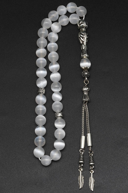 Selenit Doğal Taş Tesbih 8 mm Küre Kesim