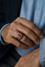 Sertifikalı 4.45 ct Doğal Yakut & 0.20 ct Elmas Taşlı 925 Ayar Gümüş Lüks Yüzük