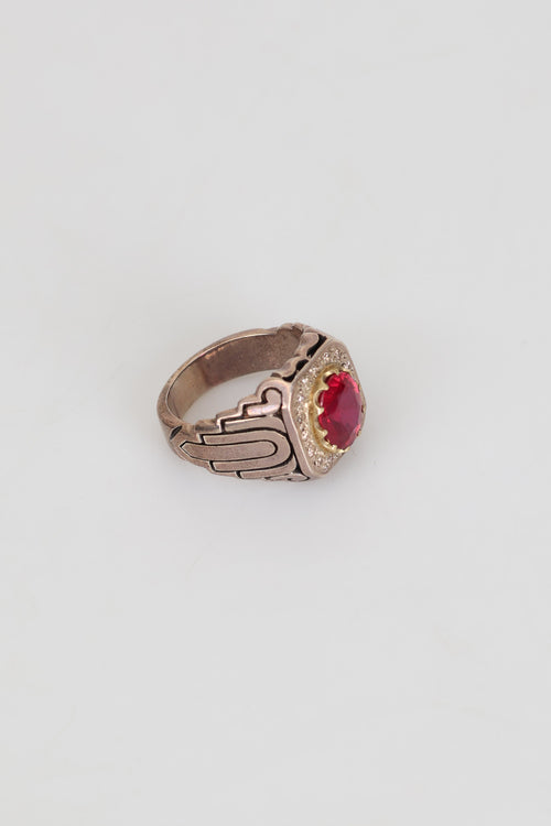 Sertifikalı 4.45 ct Doğal Yakut & 0.20 ct Elmas Taşlı 925 Ayar Gümüş Lüks Yüzük