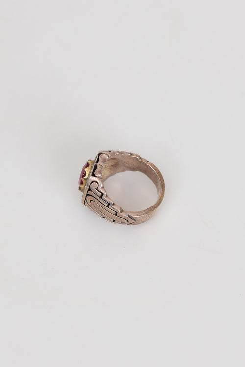 Sertifikalı 4.45 ct Doğal Yakut & 0.20 ct Elmas Taşlı 925 Ayar Gümüş Lüks Yüzük