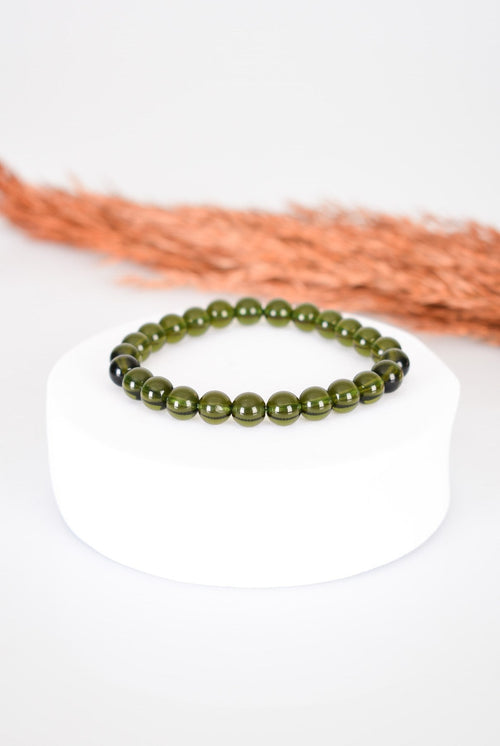 Sertifikalı A+ Moldavite Doğal Taş 6 mm Bileklik