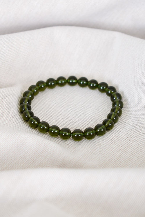 Sertifikalı A+ Moldavite Doğal Taş 6 mm Bileklik
