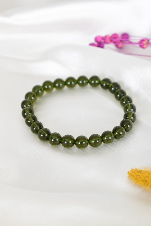 Sertifikalı A+ Moldavite Doğal Taş 6 mm Bileklik