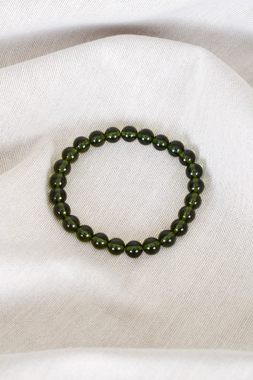 Sertifikalı A+ Moldavite Doğal Taş 6 mm Bileklik