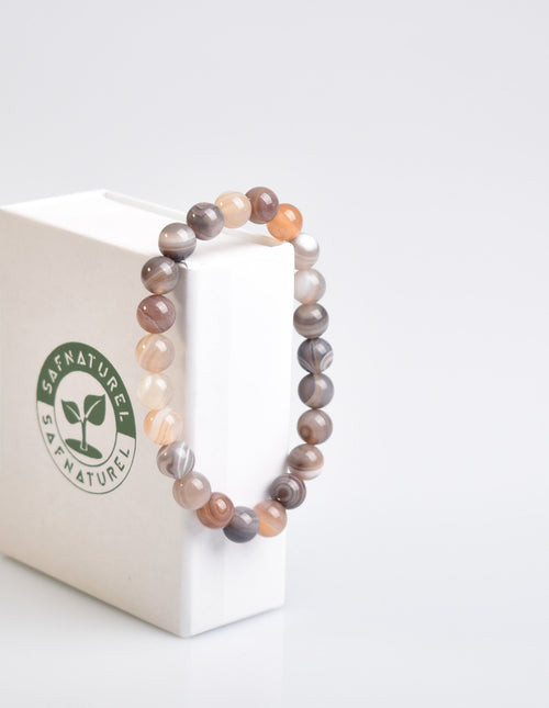 Sertifikalı Akik Botswana Doğal Taş Bileklik - 8 mm