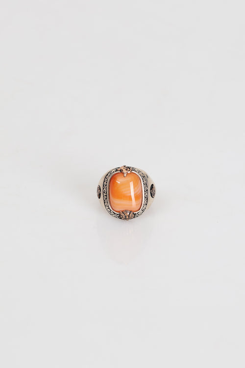 Sertifikalı Akik Doğal Taş 925 Ayar Gümüş Erkek Yüzük