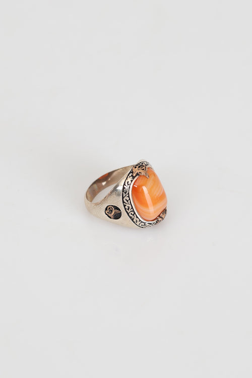 Sertifikalı Akik Doğal Taş 925 Ayar Gümüş Erkek Yüzük