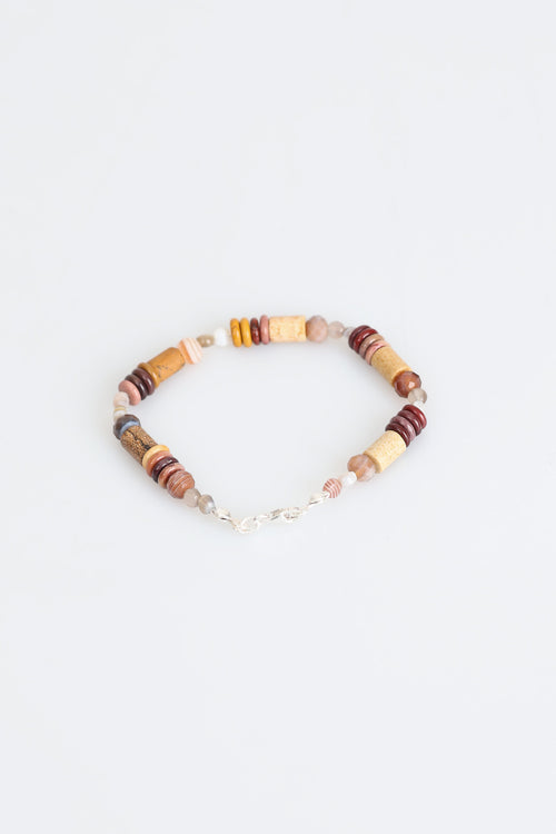 Certified Agate - Jasper Natural Stone Silver Closure Bracelet (New Summer Season)