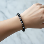 Sertifikalı Akik Siyah Göz Doğal Taş Bileklik 8mm