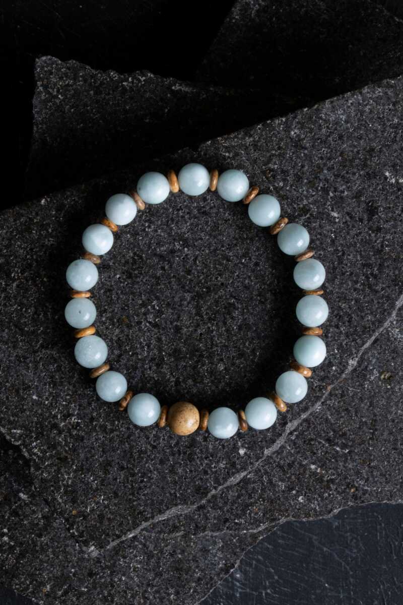 Sertifikalı Akuamarin – Odun Jasper Doğaltaş Bileklik - Görsel 2 - Safnaturel