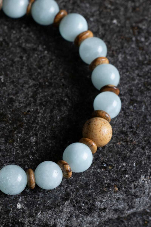 Sertifikalı Akuamarin – Odun Jasper Doğaltaş Bileklik