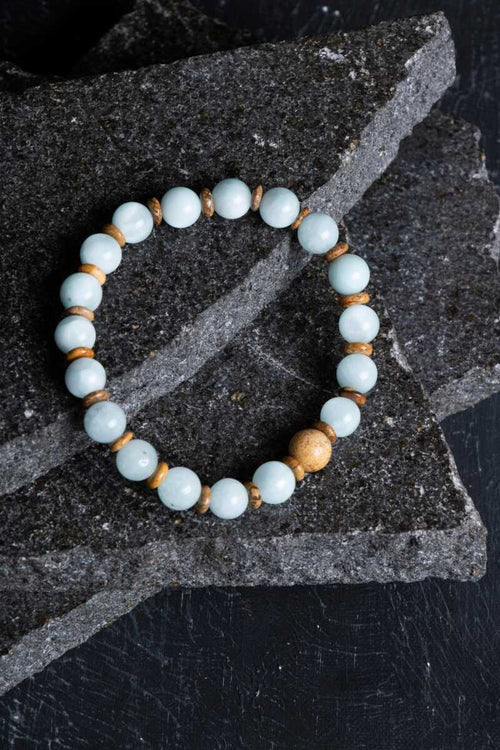 Sertifikalı Akuamarin – Odun Jasper Doğaltaş Bileklik