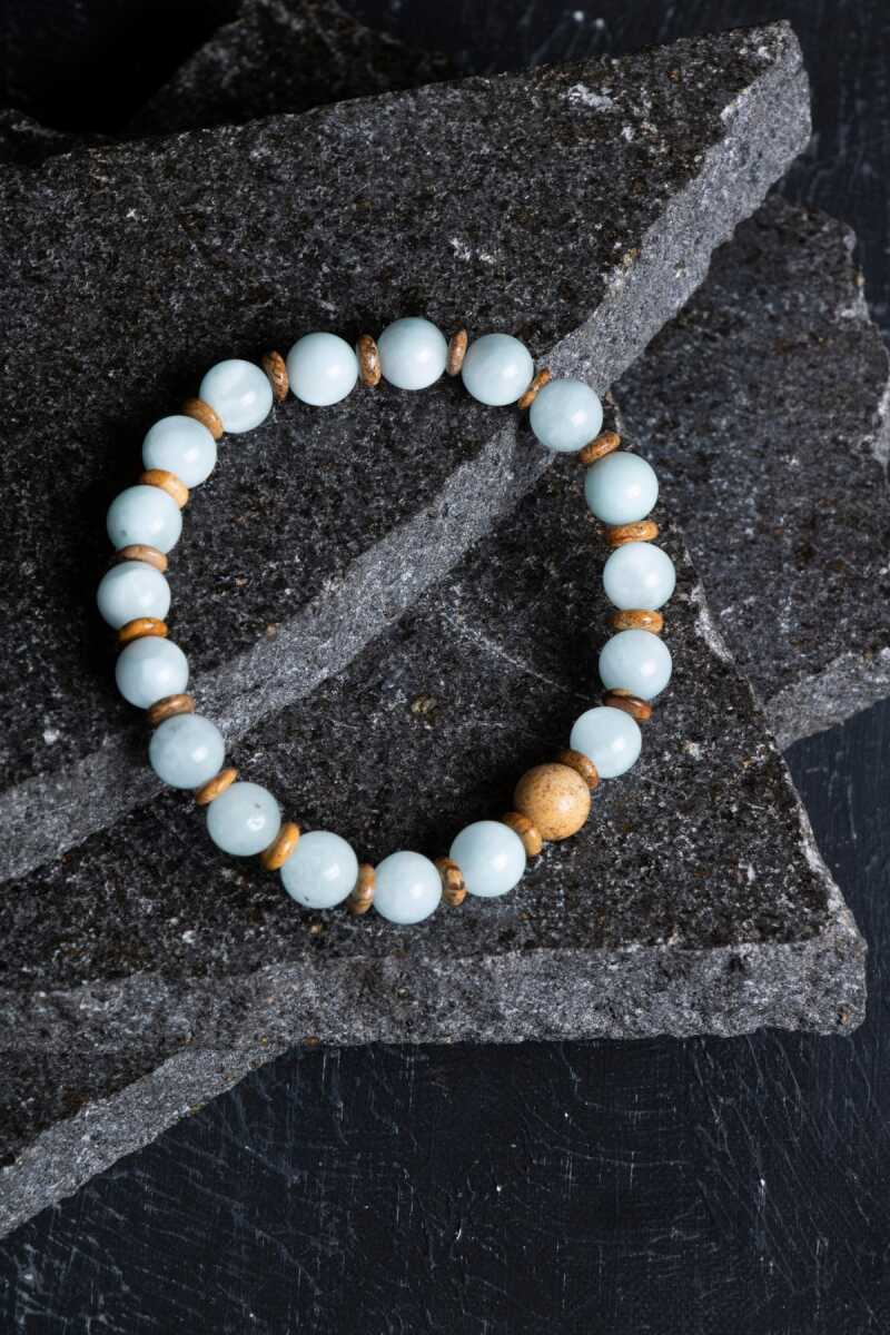 Sertifikalı Akuamarin – Odun Jasper Doğaltaş Bileklik - Görsel 3 - Safnaturel