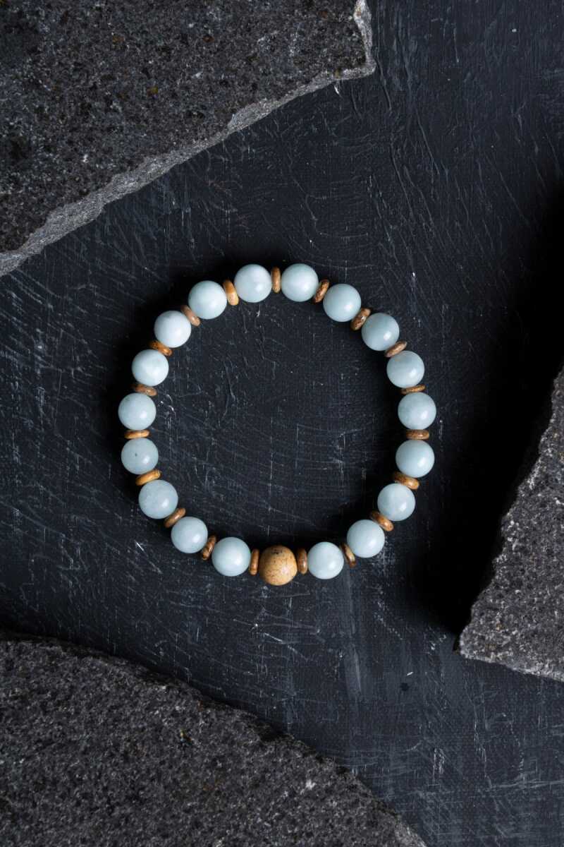 Sertifikalı Akuamarin – Odun Jasper Doğaltaş Bileklik - Görsel 1 - Safnaturel