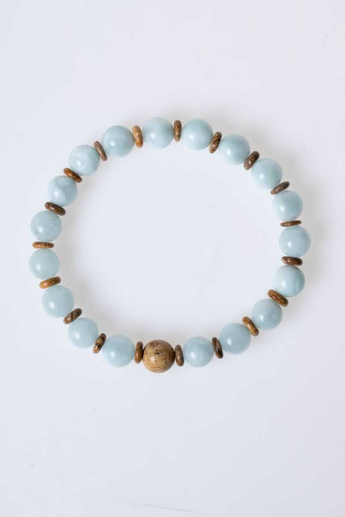 Sertifikalı Akuamarin – Odun Jasper Doğaltaş Bileklik