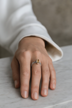 Sertifikalı Altın Rutilli Kuvars Doğal Taş 925 Ayar Gümüş Yüzük