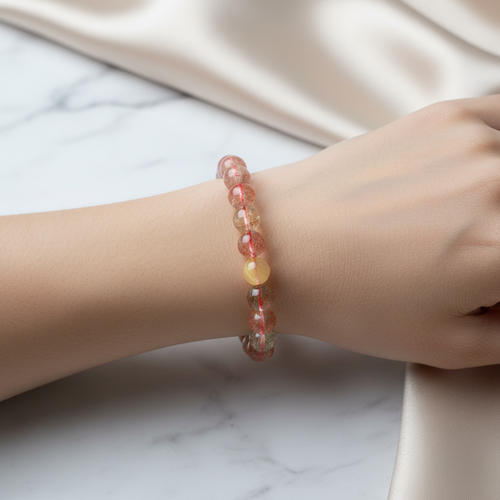 Sertifikalı Altın Rutilli Kuvars-Doğal Taş Bileklik 8mm