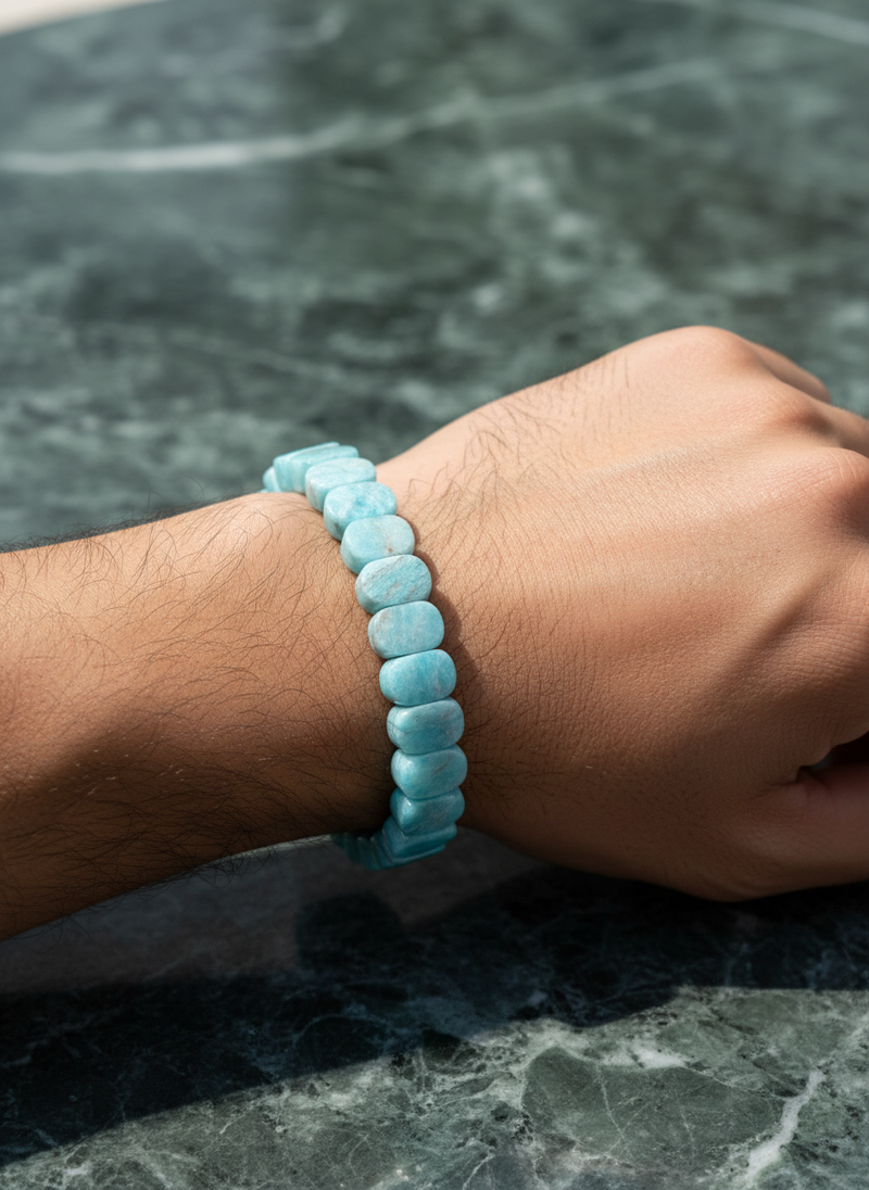 Sertifikalı Amazonit Doğal Taş Bileklik – Özel Rolex Kesim - Görsel 1 - Safnaturel