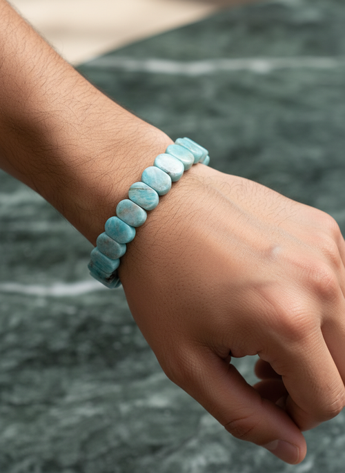 Sertifikalı Amazonit Doğal Taş Bileklik – Özel Rolex Kesim