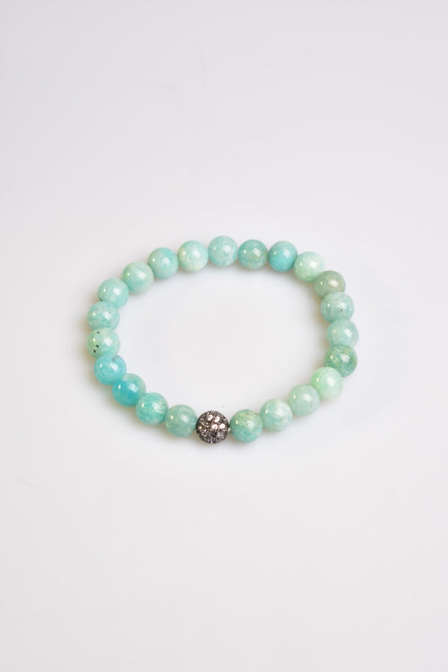 Sertifikalı Amazonit Zirkon Aparatlı Doğal Taş 8 mm Bileklik