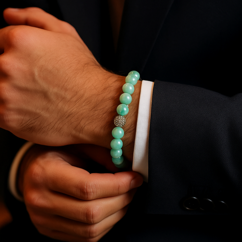 Sertifikalı Amazonit Zirkon Aparatlı Doğal Taş 8 mm Bileklik