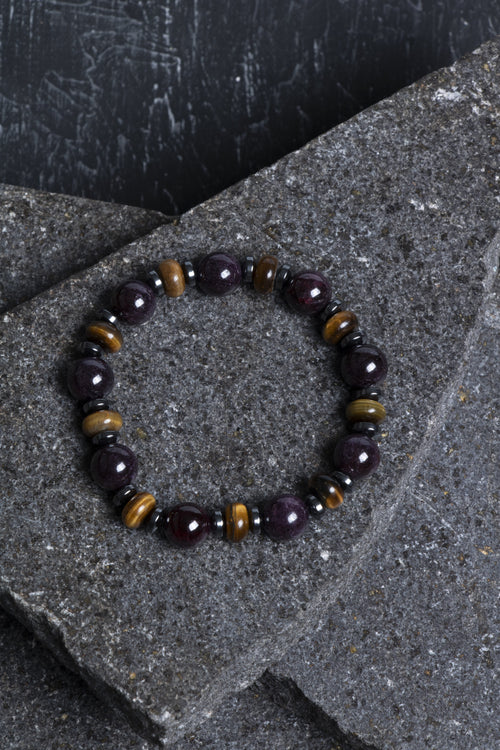 Sertifikalı Ametist, Kaplan Gözü , Hematit Doğal Taş Bileklik