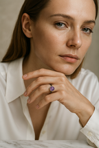 Certified Amethyst Natural Stone 925 Sterling Silver Ring