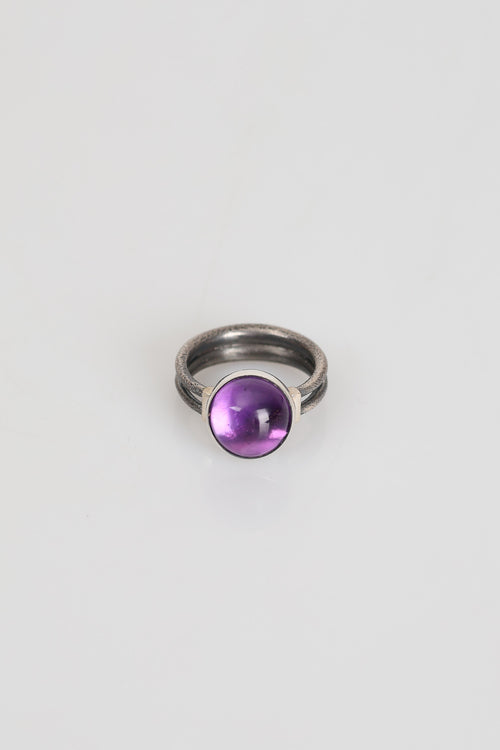 Certified Amethyst Natural Stone 925 Sterling Silver Ring