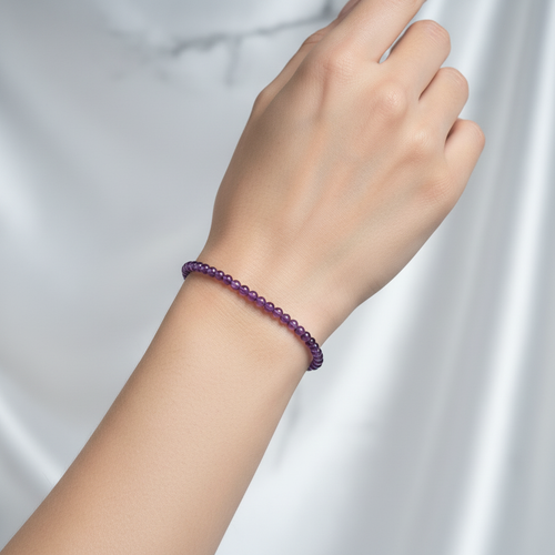 Sertifikalı Ametist Doğal Taş Bileklik 4 mm